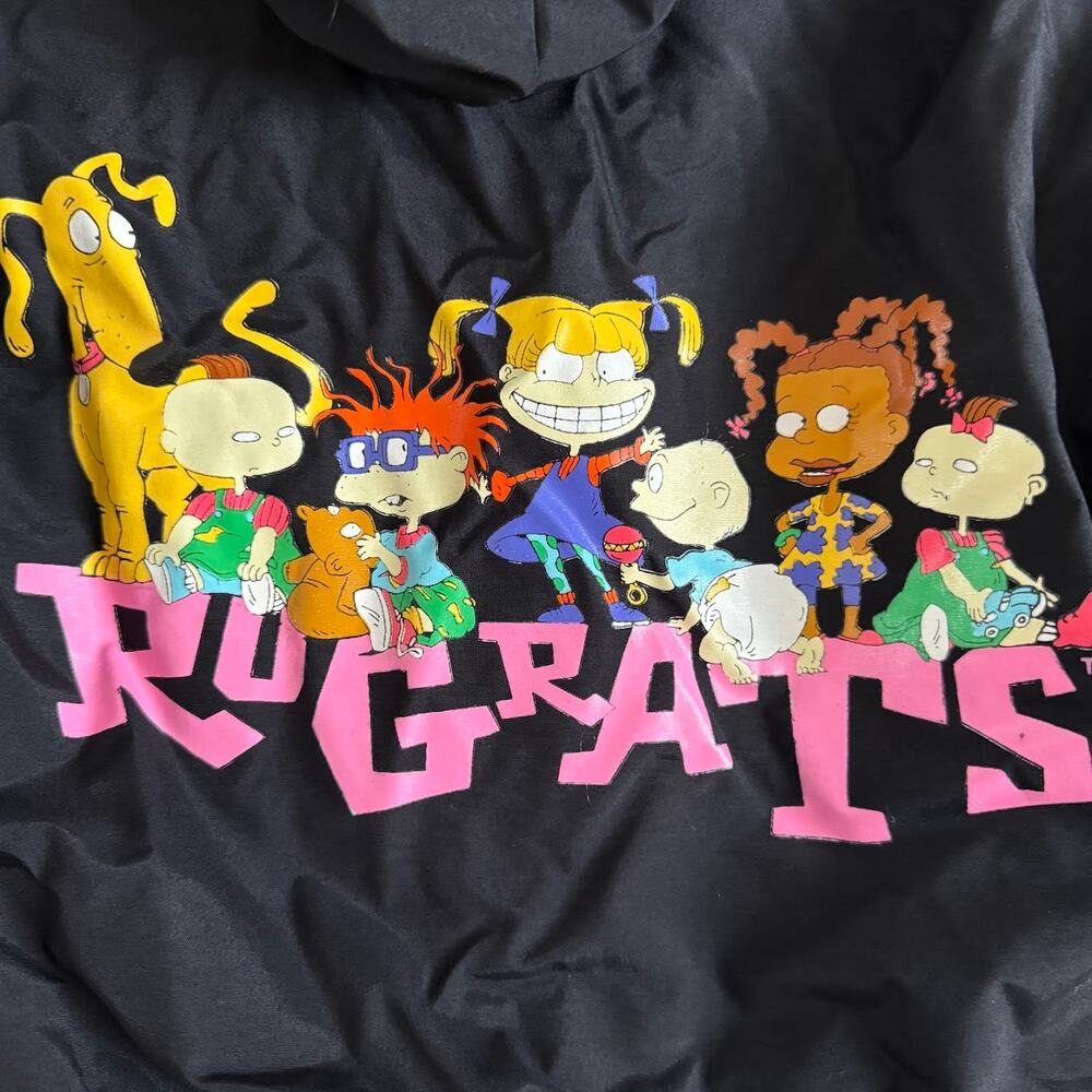 Vintage Nickelodeon Rugrats Black Windbreaker Jacket Kids 6 Tommy Chuckie 90s - Picture 4 of 5